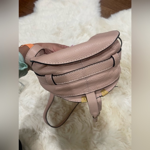 NEW: Chloe Marcie Small Leather Saddle Bag in Nomad Beige - Picture 6 of 10